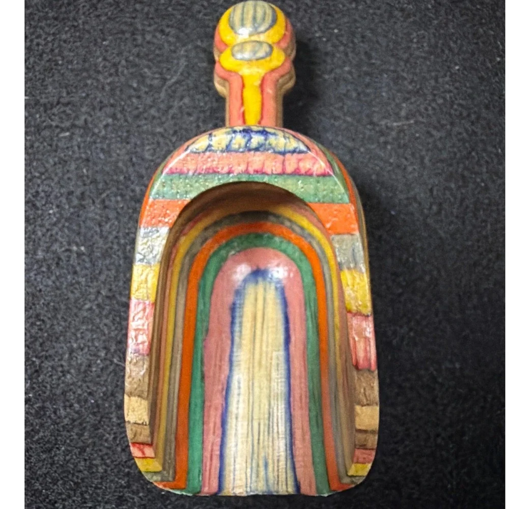 Unique Recycled Skateboard Wood Scoop Small Multi-Color Rainbow Handcrafted Cute
